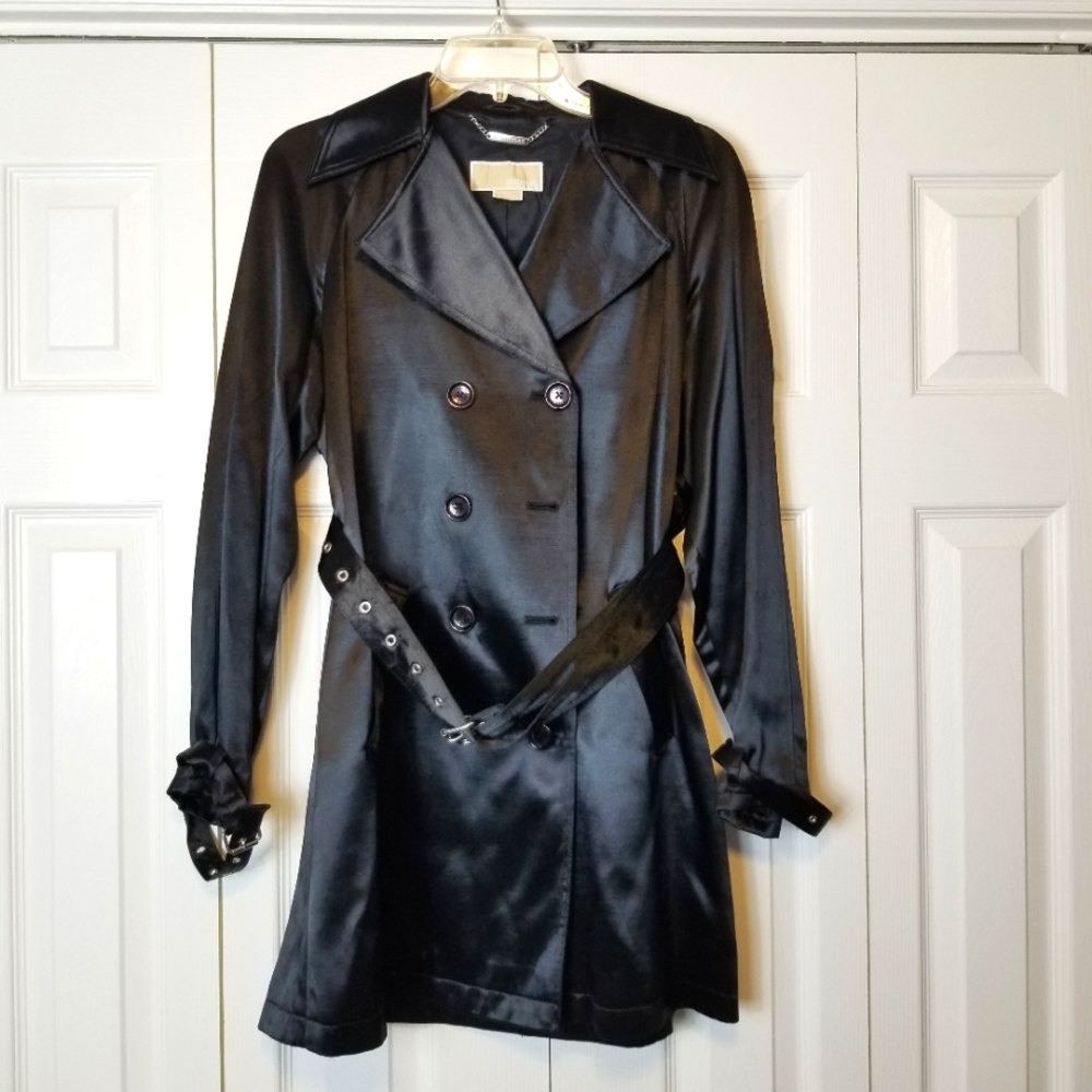 Michael Michael Kors Sateen Double Breasted Belted Trench Coat